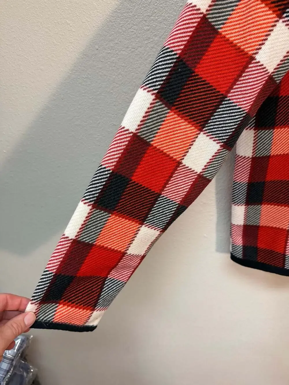 The North Face Men's Gordon Lyons Red Black Plaid 1/4 Zip Pullover Size M